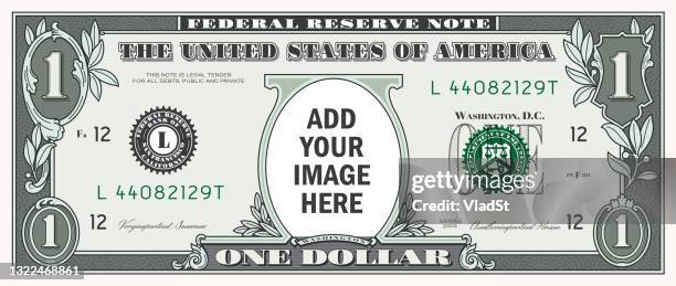 us one dollar bill usd geld vorlage mit kopie rand - dollarsymbol stock-grafiken, -clipart, -cartoons und -symbole