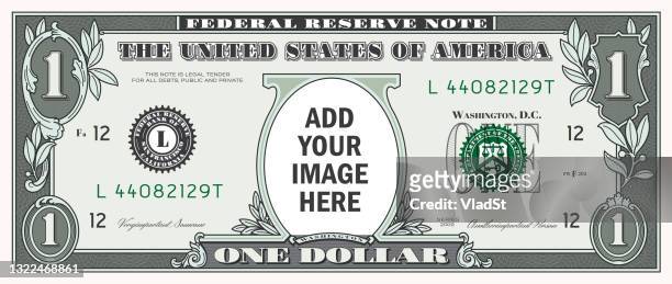 us one dollar bill usd money template with copy space - dollar stock illustrations