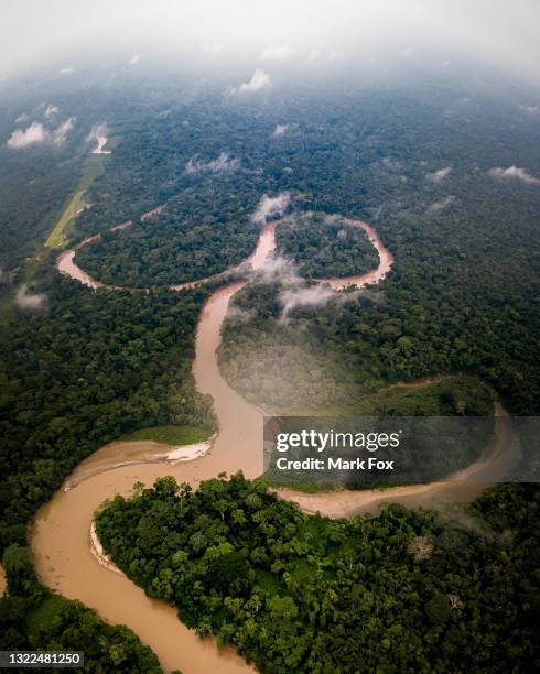 winding amazon river - amazon river stockfoto's en -beelden