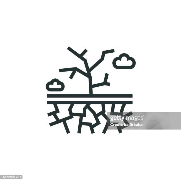 desertification line icon - dehydrated stock illustrations