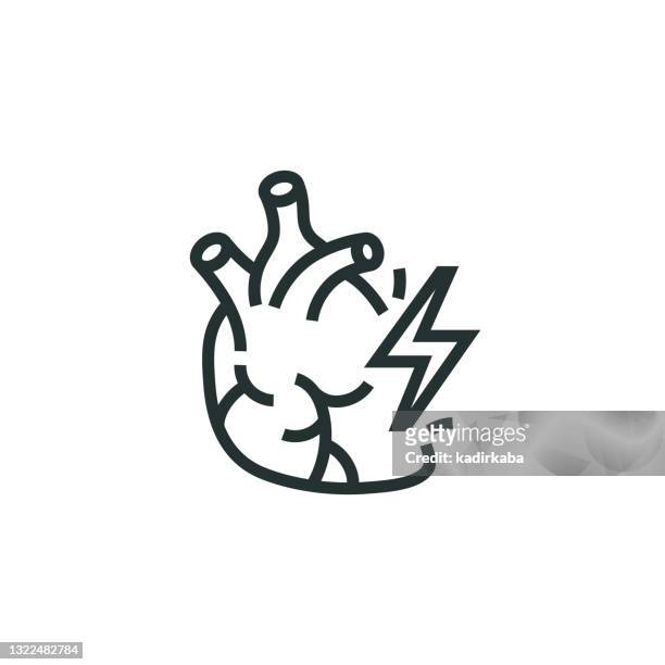 stockillustraties, clipart, cartoons en iconen met pictogram hartinfarctlijn - angina