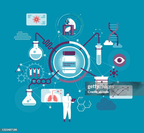 scientist researching concept - molecular biology stock illustrations