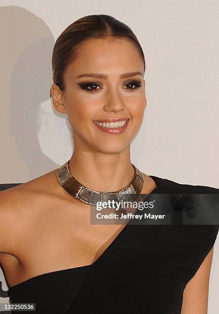 Jessica Alba poses in the press room during the 2010 American Music Awards held at Nokia Theatre L.A. Live on November 21, 2010 in Los Angeles,...