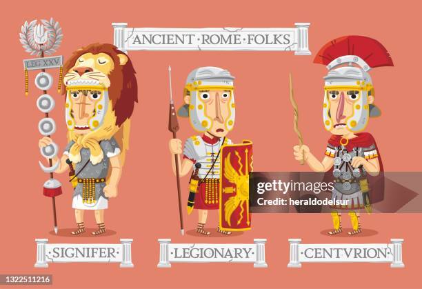 ancient rome characters set - centurione stock illustrations