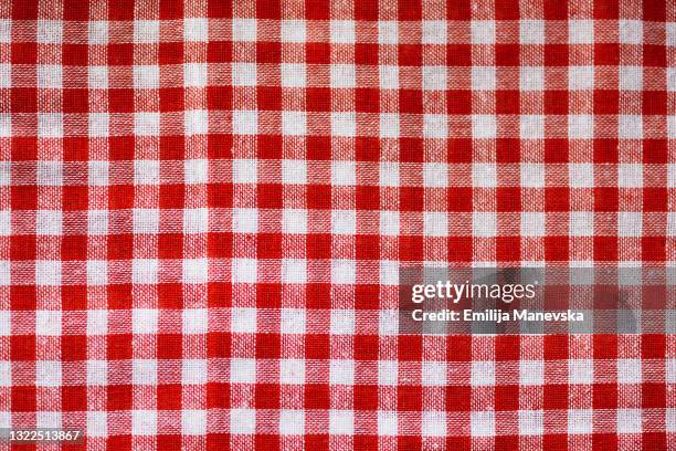 red picnic blanket - checked pattern stockfoto's en -beelden