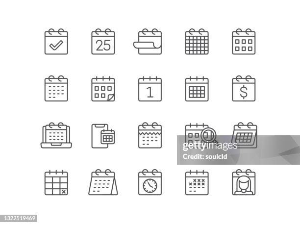 ilustraciones, imágenes clip art, dibujos animados e iconos de stock de iconos de calendario - calendario