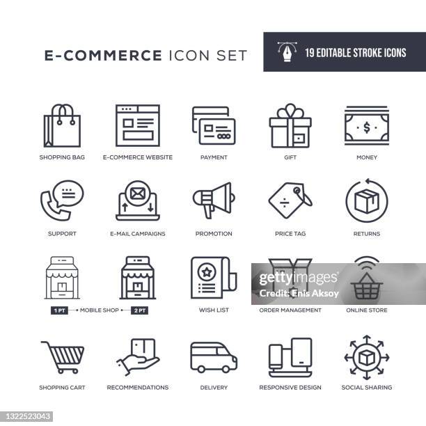 e-commerce editable stroke line icons - personalized stock illustrations