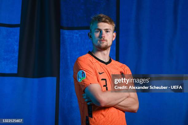 Matthijs de Ligt of the Netherlands poses during the official UEFA Euro 2020 media access day on June 07, 2021 in Zeist, Netherlands.