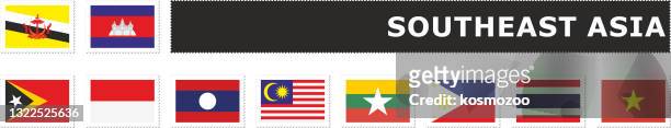 set flagge südostasien briefmarke - philippines national flag stock-grafiken, -clipart, -cartoons und -symbole
