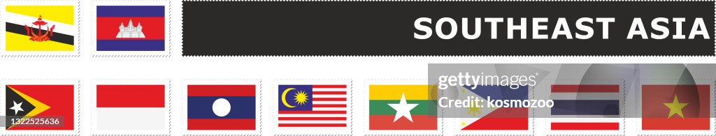 Set flag Southeast Asia postage stamp