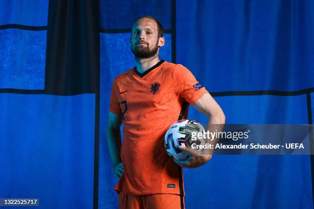 Daley Blind of the Netherlands poses during the official UEFA Euro 2020 media access day on June 07, 2021 in Zeist, Netherlands.