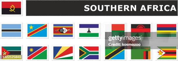 set flag southern africa postage stamp - botswana flag stock illustrations
