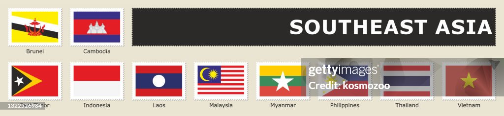 Set flag Southeast Asia postage stamp