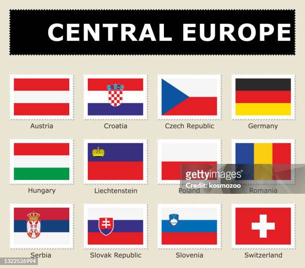 set flag central europe postage stamp - czech republic flag stock illustrations