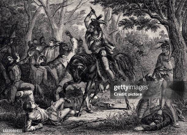 ilustraciones, imágenes clip art, dibujos animados e iconos de stock de tecumseh defiende a los blancos... -xxxl con muchos detalles - human scalp