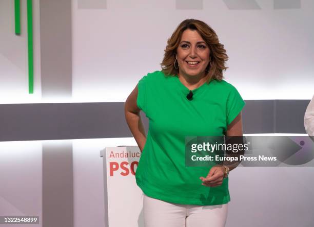 Susana Diaz, in the debate between the three candidates of the PSOE-A primaries on June 08, 2021 in Seville, Andalusia, Spain.
