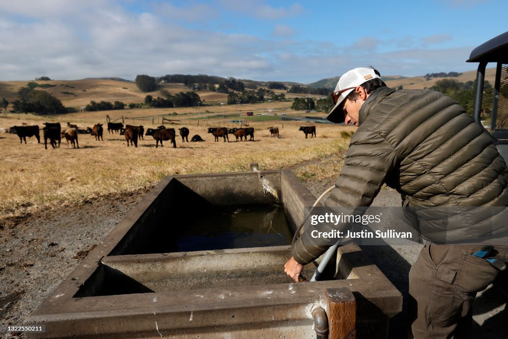 California Ranchers Rancher Jim Jensen uses a pump to try and encourage better water from ...
