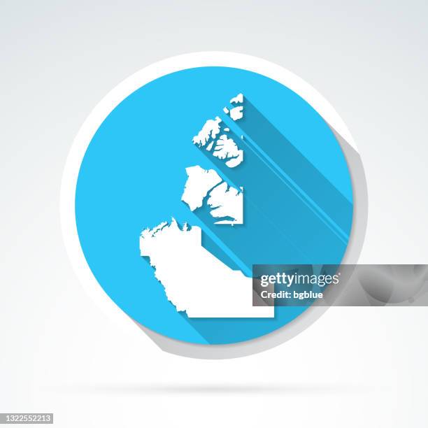 northwest territories map icon - flat design with long shadow - yellowknife stock illustrations