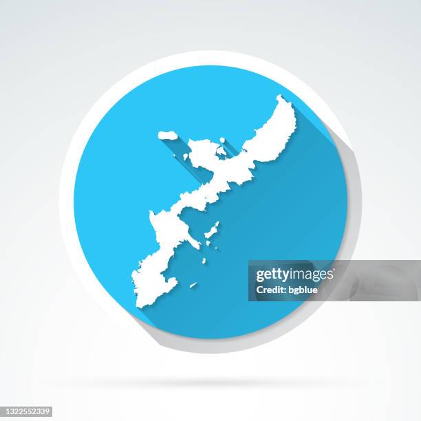 okinawa island map icon - flat design with long shadow - okinawa prefecture stock illustrations