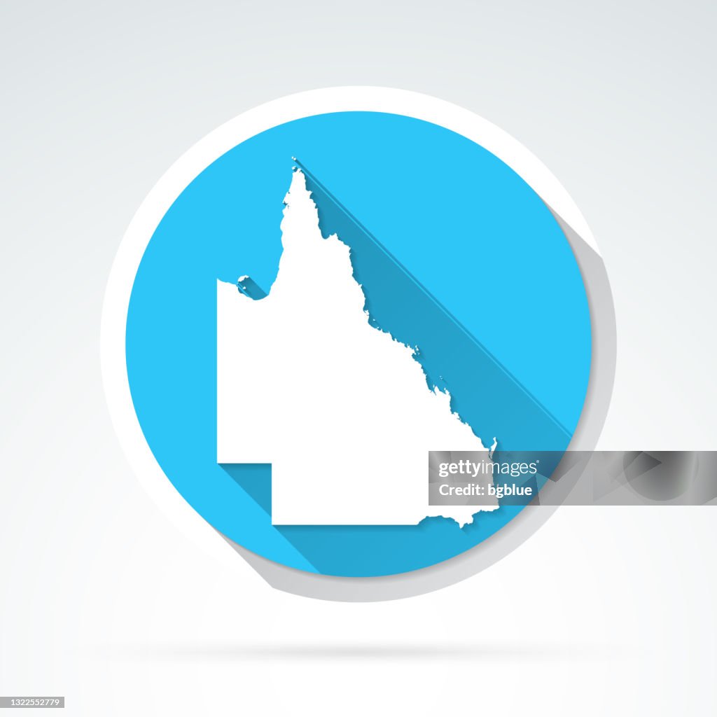Queensland map icon - Flat Design with Long Shadow