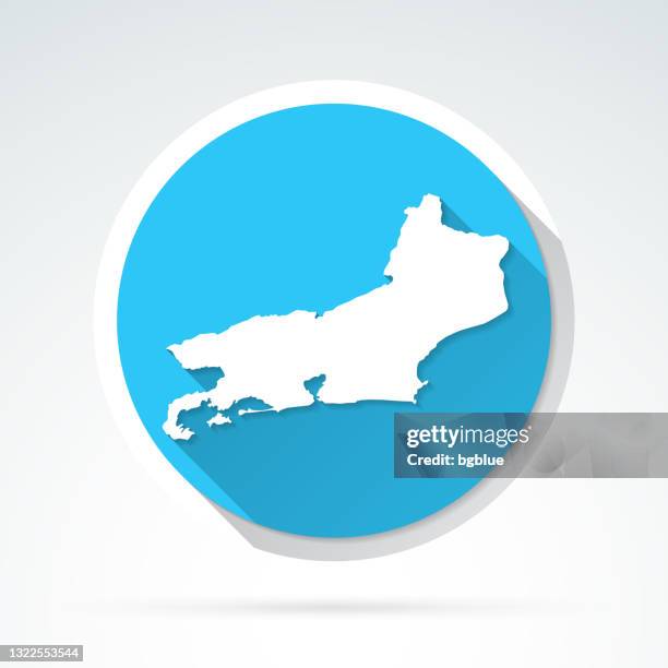 rio de janeiro map icon - flat design with long shadow - rio de janeiro map stock illustrations