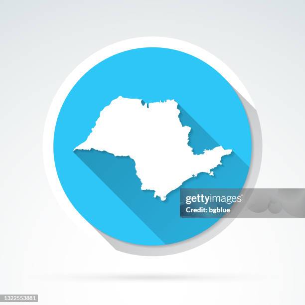 sao paulo map icon - flat design with long shadow - sao paulo stock illustrations