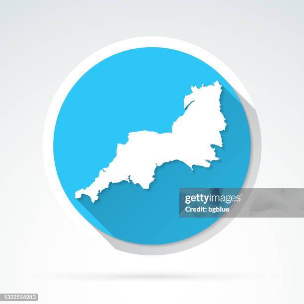 south west map icon - flat design with long shadow - south west england stock illustrations