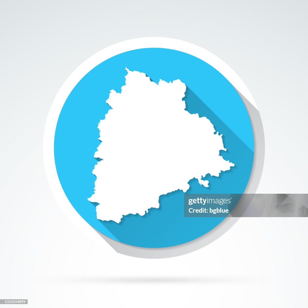 Telangana kaartpictogram - Vlak Ontwerp met Lange Schaduw