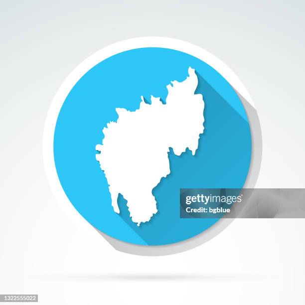 tripura map icon - flat design with long shadow - tripura stock illustrations