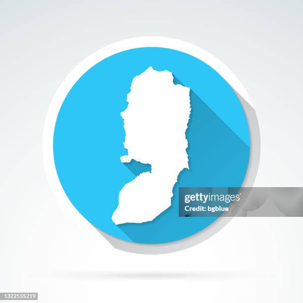 west bank map icon - flat design with long shadow - jerusalem stock illustrations