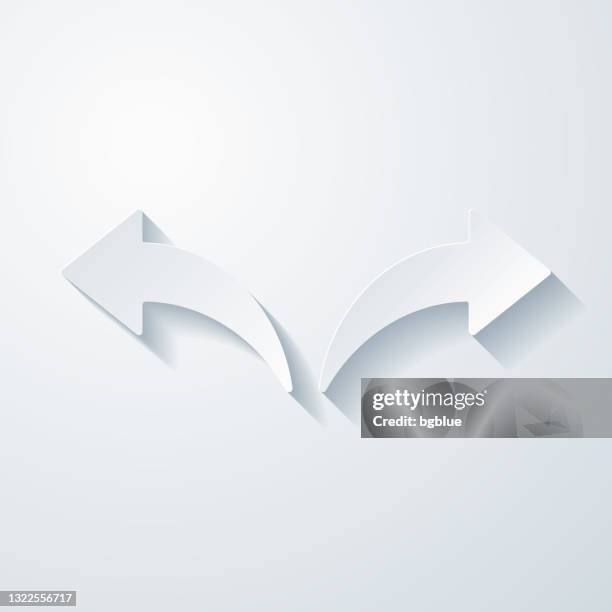 left and right arrow. icon with paper cut effect on blank background - same direction stock illustrations