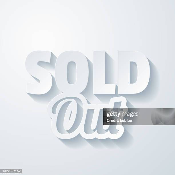 sold out. icon with paper cut effect on blank background - sold out stock illustrations