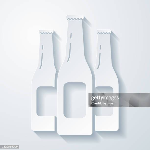 beer bottles. icon with paper cut effect on blank background - cider stock illustrations