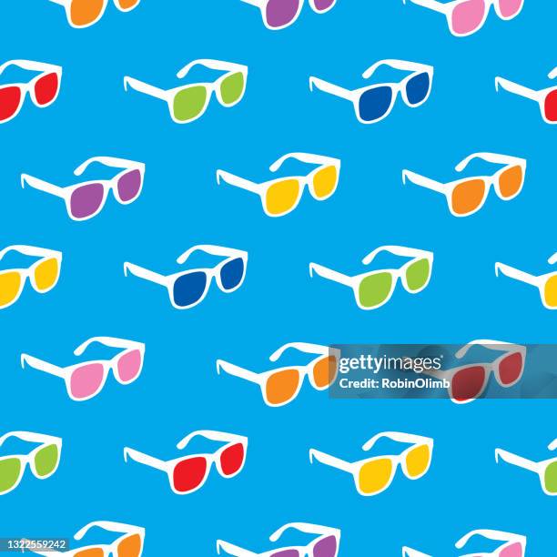 white sunglasses seamless pattern - cute-blue-backgrounds stock illustrations