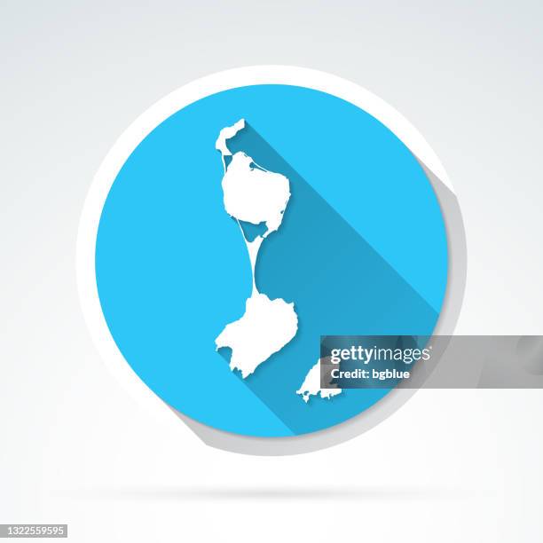 saint pierre and miquelon map icon - flat design with long shadow - newfoundland and labrador stock illustrations
