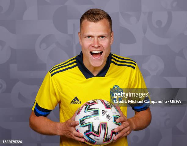 Viktor Claesson of Sweden poses during the official UEFA Euro 2020 media access day on June 03, 2021 in Stockholm, Sweden.