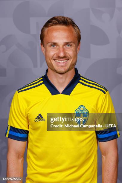 Pierre Bengtsson of Sweden poses during the official UEFA Euro 2020 media access day on June 03, 2021 in Stockholm, Sweden.