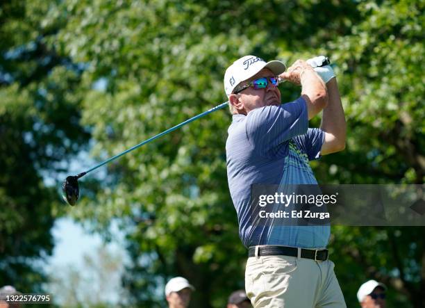 Billy Mayfair of the United States on the second tee box during the first round of the Principal Charity Classic at Wakonda Club on June 04, 2021 in...