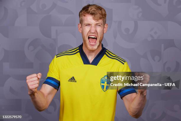 Filip Helander of Sweden poses during the official UEFA Euro 2020 media access day on June 04, 2021 in Stockholm, Sweden.