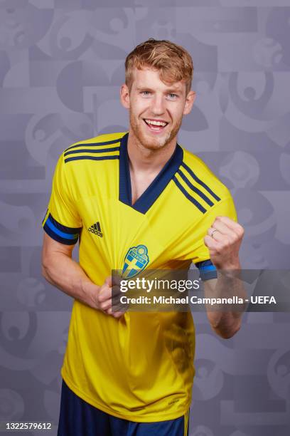 Filip Helander of Sweden poses during the official UEFA Euro 2020 media access day on June 04, 2021 in Stockholm, Sweden.