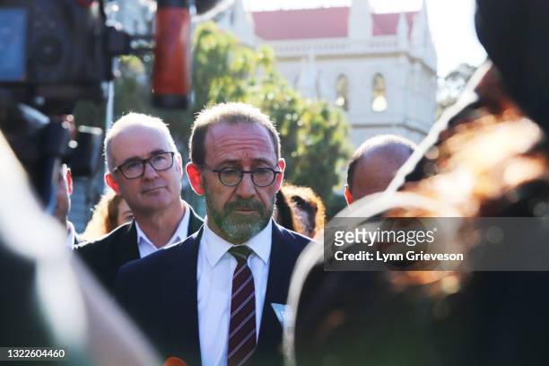 June 9: Health Minister Andrew Little talks to reporters after being shouted down by striking healthcare workers during a protest rally at Parliament...