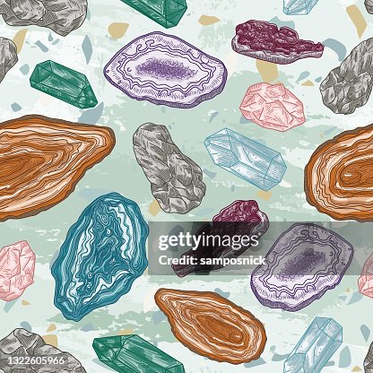 Geode Pattern Vector Geodes And Gems And Rocks Seamless Pattern On A Terrazzo Background ...