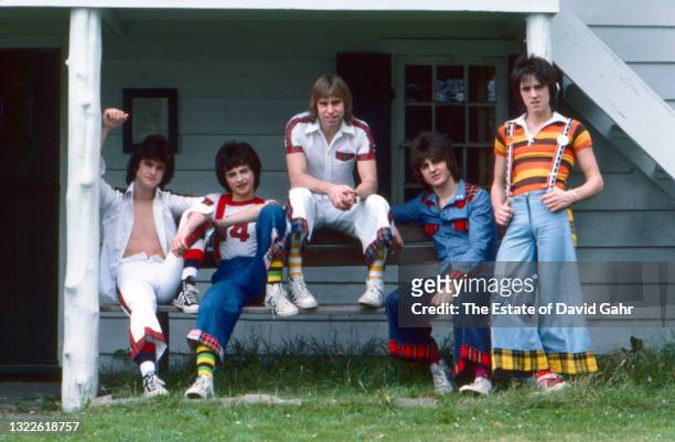 Pop group The Bay City Rollers pose for a portrait in June 1976 in Connecticut.