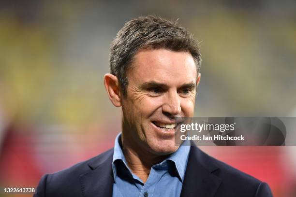 New South Wales coach Brad Fittler looks on before the start of game one of the 2021 State of Origin series between the New South Wales Blues and the...