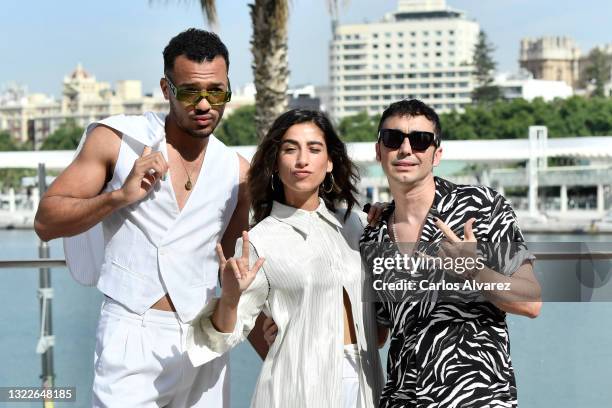 Actors Sergio Momo, Carolina Yuste and Canco Rodriguez attend 'Sevillanas de Brooklyn' photocall during the 24th Malaga Film Festival on June 09,...