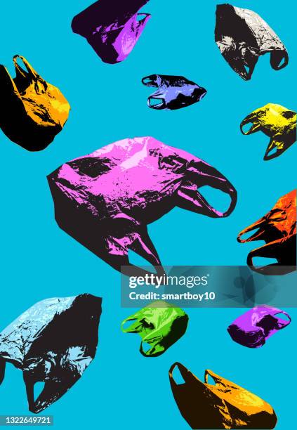 plastic bags - disposable packaging stock illustrations