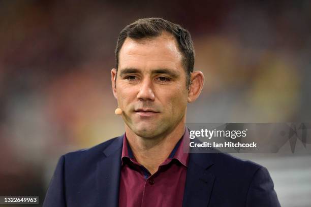 Former rugby league player Cameron Smith is seen before game one of the 2021 State of Origin series between the New South Wales Blues and the...