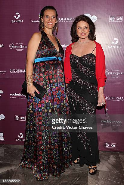 Julie Riotte and Christiane Magnani attend the Miss France 2012 gala night at the Hotel Camino Real on November 10, 2011 in Mexico City, Mexico.