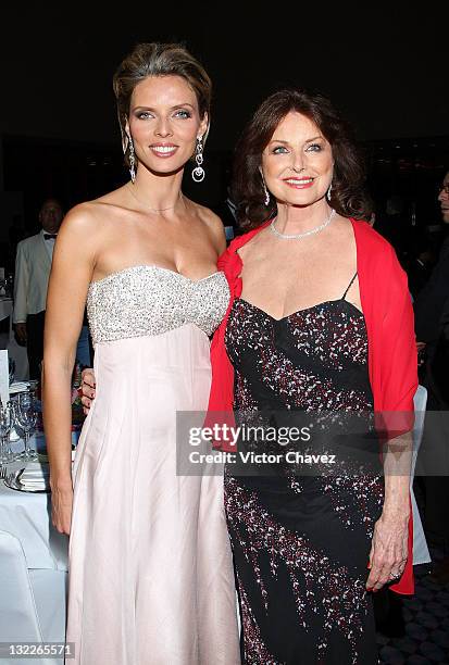 Miss France director Sylvie Tellier and Christiane Magnani attend the Miss France 2012 gala night at the Hotel Camino Real on November 10, 2011 in...