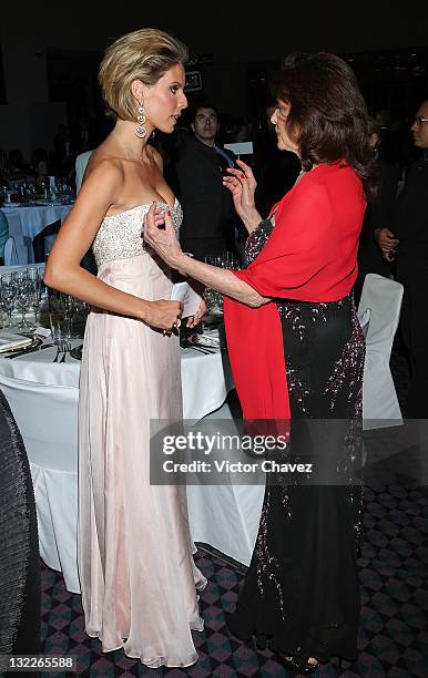 Miss France director Sylvie Tellier and Christiane Magnani attend the Miss France 2012 gala night at the Hotel Camino Real on November 10, 2011 in...